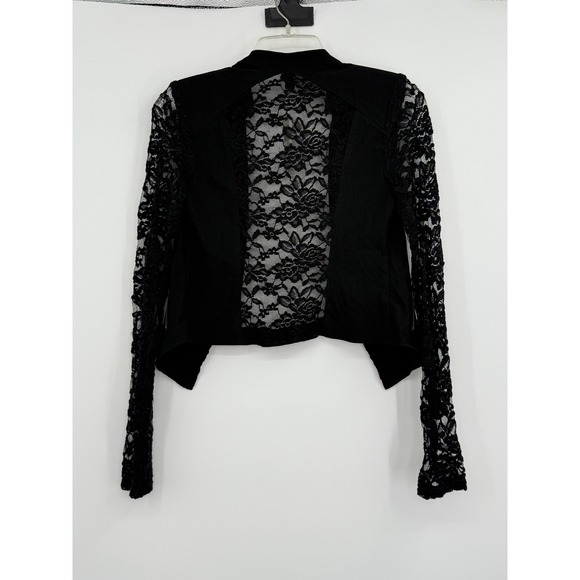 Material Girl Women Black Rose Lace Motor Jacket XS Y2K Whimsigoth Metal Fashion - Picture 3 of 13